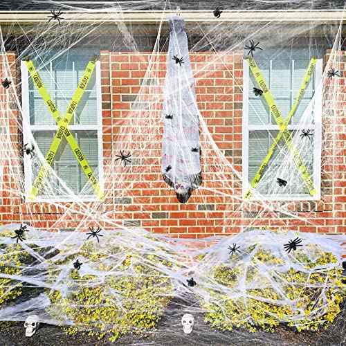 halloween deko spinnennetz, 60g dehnbares spinnennetz mit 20 spuiten für garten party