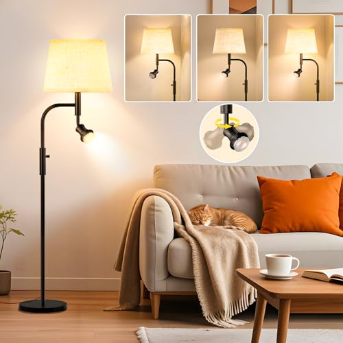 stehlampe yicenscoltd 6w e27 mit leselampe beige stoffschirm 165cm 2700k-3000k