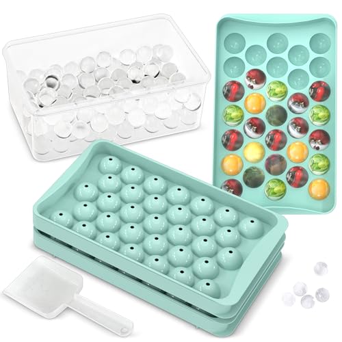 KICHLY eiswürfelbehälter kugeln BPA-frei, eiswürfelbereiter mit eiszange, 33 kugeln