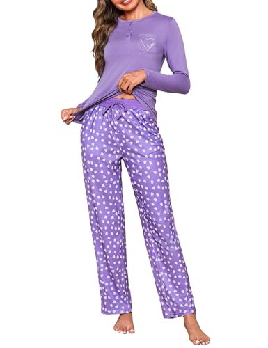demegimi damen pyjama set langarm baumwolle schlafanzug winter mit knopfleiste