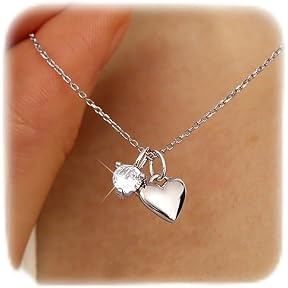 Halskette Damen Silber 925 2 Stück Wasserfest Layering Kette CZ Münze Anhänger