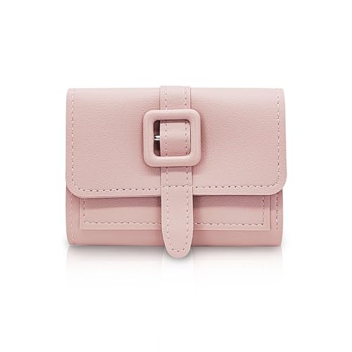 AfitLulu geldbörse damen klein pu leder mit id fenster und kartenschlitzen, rosa