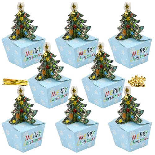 Geschenkboxen Weihnachten 24 Stück CAREDGO blau 8x6,5x6cm Süßigkeiten Pralinen