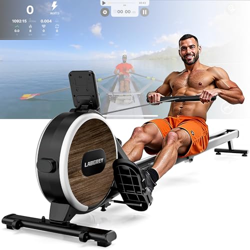 Produktbild: magnetisches rudergerät faltbar mit bluetooth 8 widerstandsstufen stabil 158 kg LABGREY