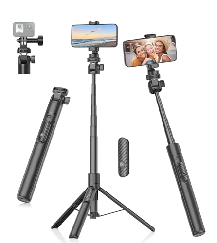173cm Selfie Stick Stativ, Einbeinstativ für Action-Kamera, Handy Stativ mit Fernbedienung