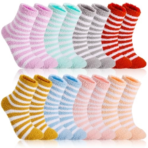 Produktbild: 8 Paar Kuschelsocken Damen 35-39, Flauschige Haussocken, Winter Bettsocken