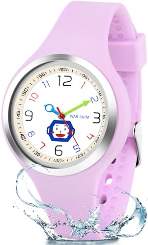 GUUMUXIN Analoge Kinderuhr Cartoon Muster, 30m wasserdicht, 6-12 Jahre