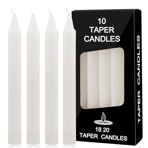 Stabkerzen 10 Stück weiß Bolosa, lange 18 x 1,8 cm, geeignet für Partys, Bankette, Familienessen