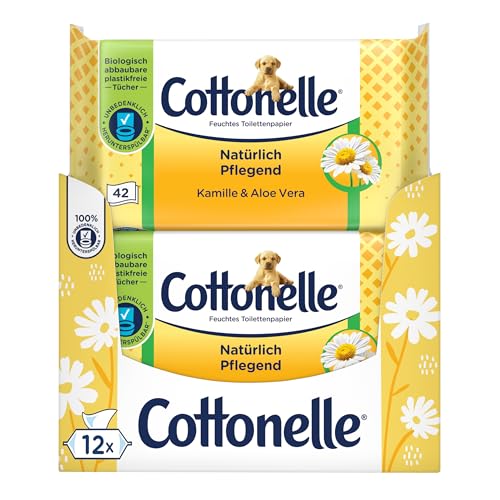 cottonelle feuchtes toilettenpapier kamille aloe vera biologisch abbaubar 12 x 42 tücher