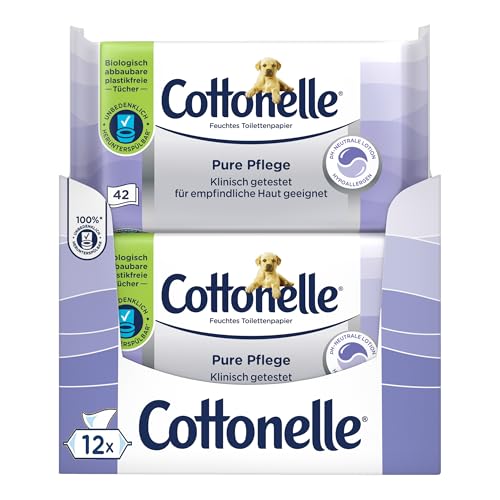 Cottonelle Feuchtes Toilettenpapier, 99% Wasser, ultra-sensitive, 12 x 42 Tücher