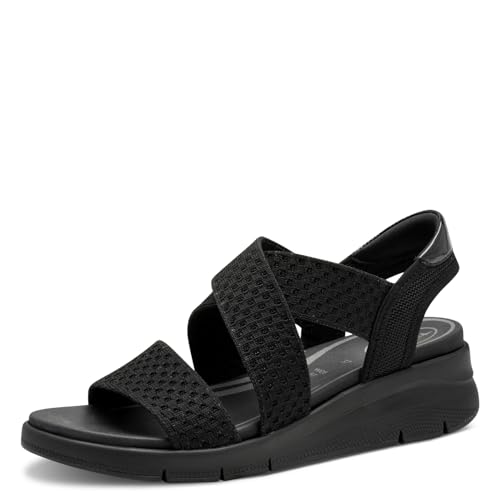 tamaris damen sandalen flach vegan schwarz 38 eu
