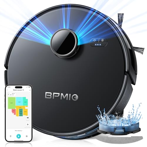 bpmio saugroboter mit wischfunktion, 5000Pa laser-navigation, 150 min, wifi, app, alexa