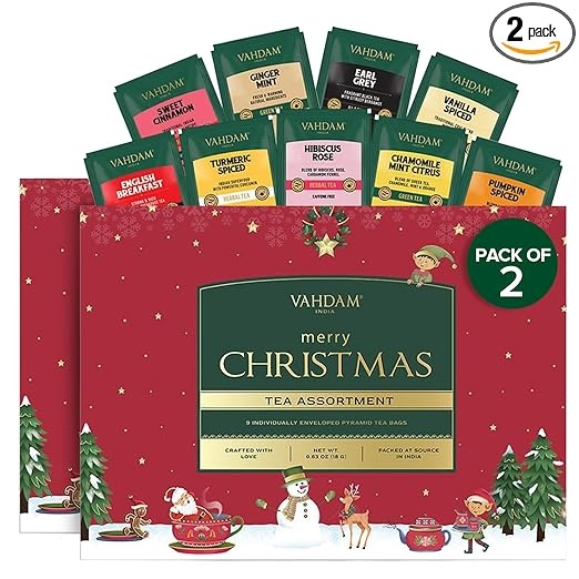 vahdam tee geschenkset frohe weihnachten 9 teebeutel glutenfrei limited edition 2025