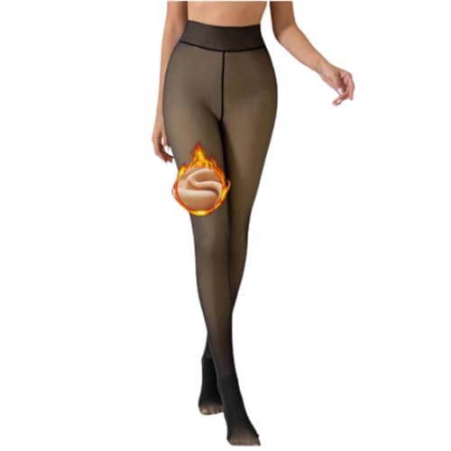 thermo strumpfhosen damen winter, gefütterte hoch taillierte leggings schwarz