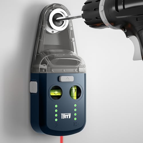 tyrry 4-in-1 laser wasserwaage mit bohrstaubfänger, wandhalterung, vakuum-saugnapf