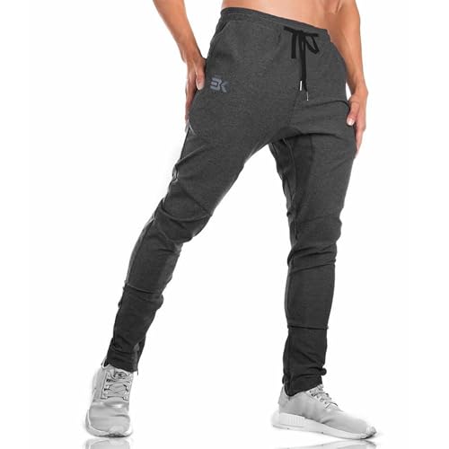 brokig jogginghose herren lang sporthose mit doppeltasche baumwolle dunkelgrau