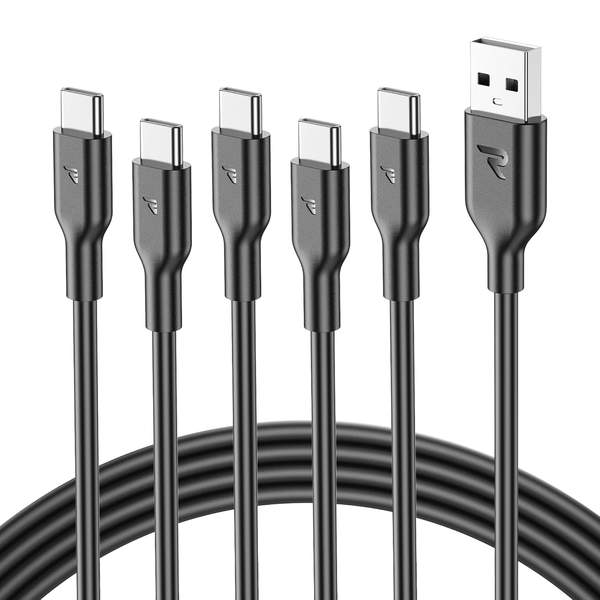 RAMPOW 5Pack USB C Kabel 1M, Schnellladekabel QC3.0 für iPhone 16/15, Samsung S23/S22, iPad, Xiaomi