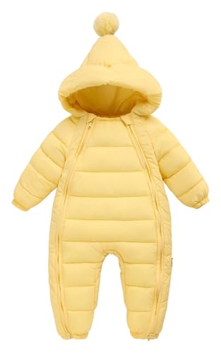 feoya baby strampler unisex jumpsuit overall für neugeborene und kleinkinder gelb 18-24 monate