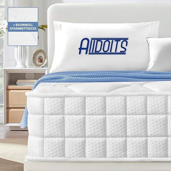 Produktbild: Taschenfederkernmatratze 140x200 cm, 22 cm hoch, 7-Zonen, Öko-Tex, H3 mittelfest