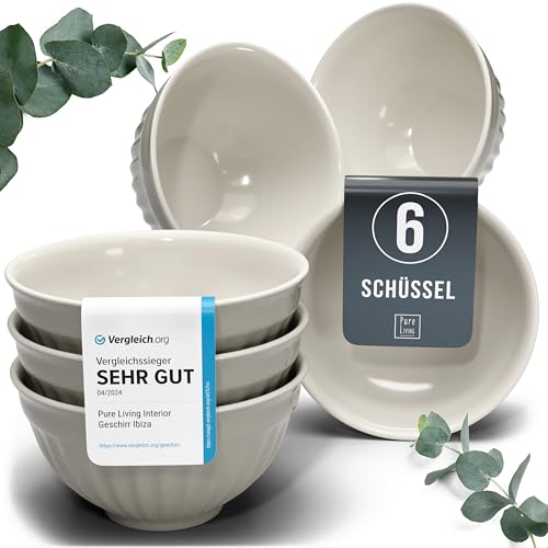 müslischalen steingut 6 personen hellbraun hygge kleine schüssel set - pure living