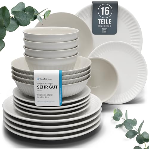 steingut geschirrset 16 tlg. für 4 personen, skandinavisches design, hygge