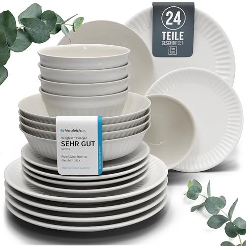 steingut geschirrset 6 personen 24 tlg hellgrau skandinavisches tafelservice