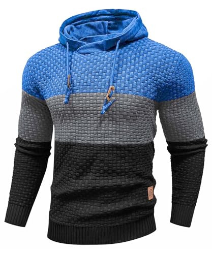 hypefit hoodie herren langarm kapuzenpullover farbblock gestrickt