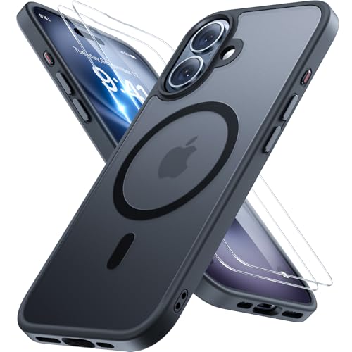 miracase magnetic iphone 16 case magsafe mit 2 schutzgläsern, stoßfest, kratzfest