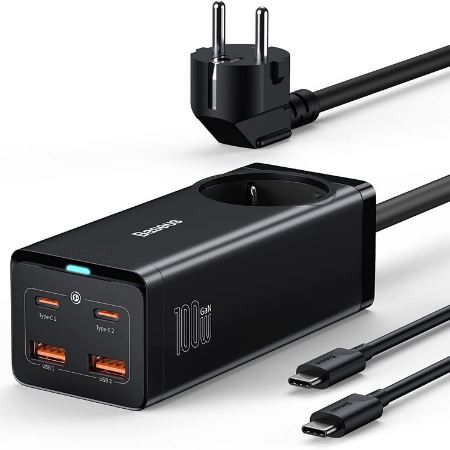 baseus 100W 4 port usb-c und ac ladegerät für 34,99 euro (statt 50 euro)