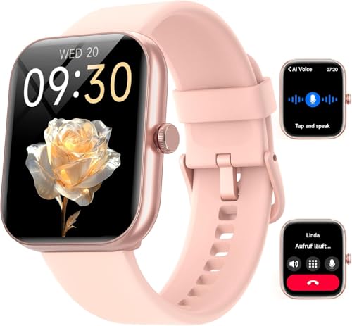 smartwatch damen mit telefonfunktion, 1,91" sportuhr, herzfrequenz, spO2, wasserdicht, für android ios