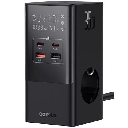 Baseus 3-Fach Steckdosenleiste mit USB + Schalter für 24,99€ (statt 50€)