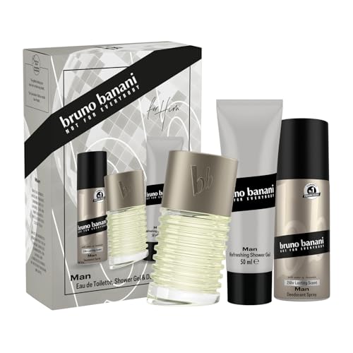 bruno banani Man Geschenkset, Eau de Toilette 30 ml, Duschgel 50 ml, Deodorant-Spray 50 ml, aromatischer Männer-Duft