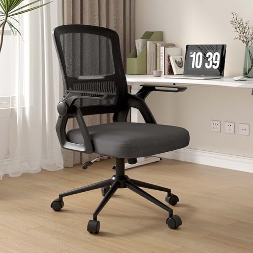 naspaluro ergonomischer bürostuhl mit armlehnen, drehstuhl, höhenverstellbar, schwarz