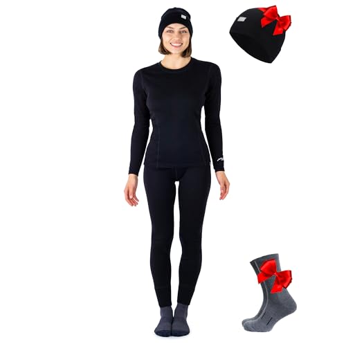 Produktbild: merino.tech merino-wolle thermo-set damen baselayer mit mütze personalisiert