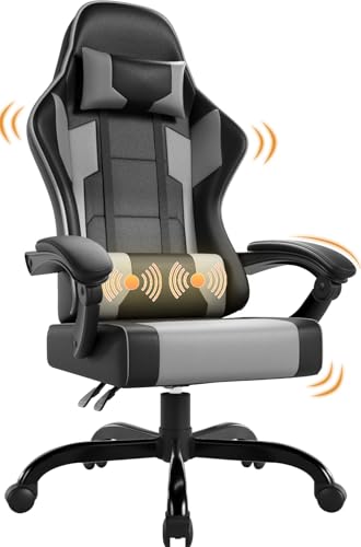 airfish ergonomischer gaming stuhl mit massage und kopfstütze, 150kg kapazität