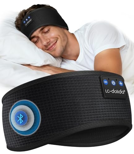LC-dolida Schlafkopfhörer Bluetooth Stirnband, Kabellos für Seitenschläfer, HiFi