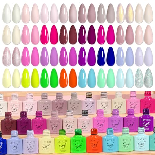 uv nagellack set 36 stück gel nagellack glossy matte top base coat lily'cute