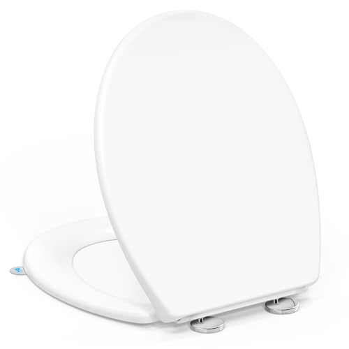 toilettendeckel o-form mit absenkautomatik, yeaupe pro wc-sitz 44,6 x 37,2 cm, weiß