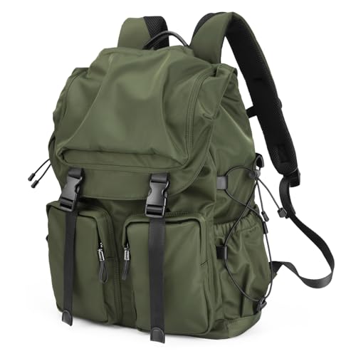 bjiax vintage business laptop rucksack 30l für männer frauen 15,6 zoll wasserdicht grün