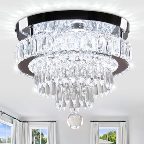 leontyne led kronleuchter kristall 36w 4-stufen flush mount deckenleuchte 30cm 6500k weißlicht
