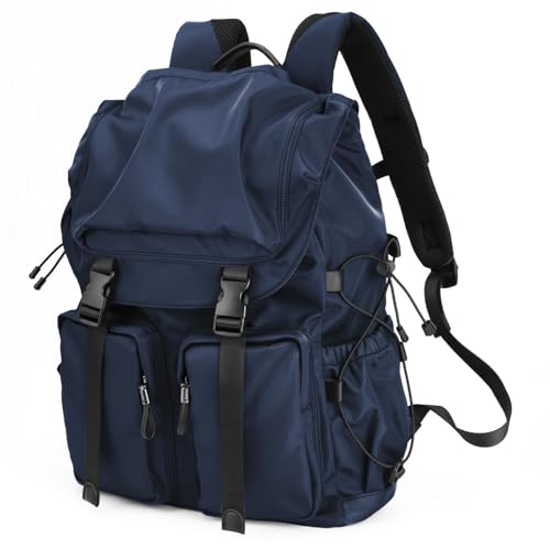 bjiax vintage rucksack für laptop bis 15,6 zoll, 30l wasserdichter rucksack blau