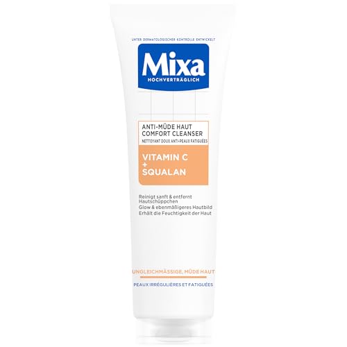 mixa anti-müde haut cleanser, beruhigend für sensible haut mit vitamin c, 150 ml