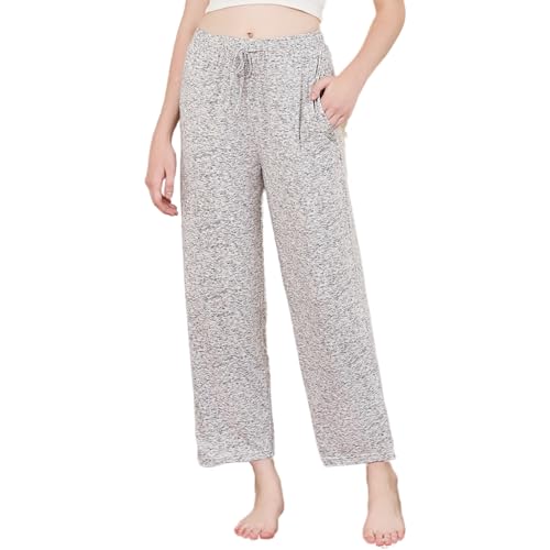 u2skiin damen pyjamahose lang mit taschen schlafhose freizeithose dunkelgrau mel. M