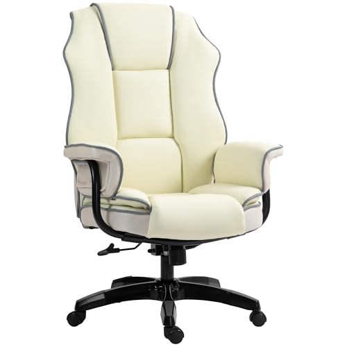 Produktbild: vinsetto ergonomischer bürostuhl mit liegefunktion, drehbar, höhenverstellbar, kunstleder, creme
