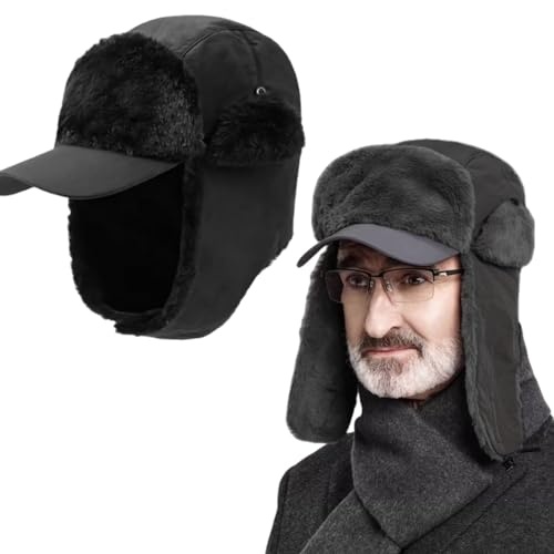 ybccby warme fliegermütze mit ohrenklappen schwarz wintermütze für herren