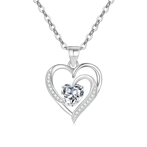 exgox halskette herz damen 925 sterling silber gold schmuck anhänger geschenk