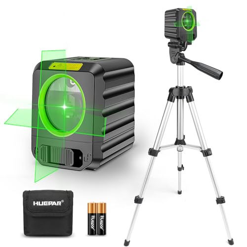 Produktbild: Kreuzlinienlaser Huepar 30M mit Stativ, selbstnivellierend, grün, inkl. Batterie und Tasche