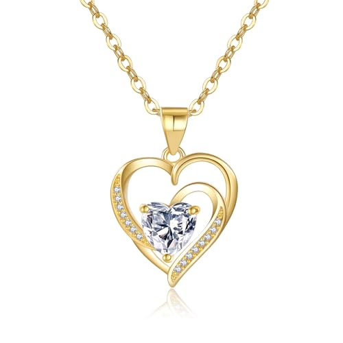 exgox kette herz damen 925 sterling silber halskette anhänger gold/silber geschenk