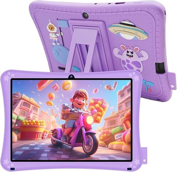 kindertablet 7 zoll android we tapper mit elternkontrolle, 32gb, dual kamera, lila