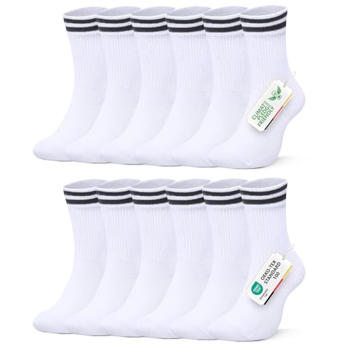 falary tennissocken damen 39-42, 6 paar crew sportsocken baumwolle unisex
